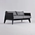 E7 Modern Steel and Ash Wood Sofa 3D model small image 1