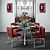 Elegant Round Table Set with Mirror 3D model small image 1