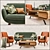 Retro Comfort: Mid Century Sofa Set 3D model small image 1