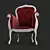 Velvet Wood King Chair 3D model small image 1