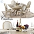 Elegant Chateau Belvedere & Louis Dining Set 3D model small image 1