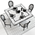Elegant Chateau Belvedere & Louis Dining Set 3D model small image 3