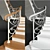 Elegant Wrought Iron Staircase 3D model small image 2