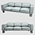 Loft Jeans Triple Sofa 3D model small image 2