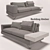 DayDream Modular Sofa: Glamorous Ar-Decco Bedding 3D model small image 1