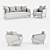 Modern Aries Sofa & Armchair Set 3D model small image 3