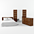 Modern Bedroom Set: Bed, Wardrobe, Dresser 3D model small image 1