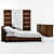 Modern Bedroom Set: Bed, Wardrobe, Dresser 3D model small image 2