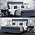 Navy Velvet Tufted Queen Bed by TOV Furniture 3D model small image 1