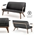 Stellarworks Lounge Two Seater: Leather, Brass, Solid Wood 3D model small image 1