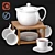 Elegant Tea Set with Stand 3D model small image 1