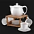 Elegant Tea Set with Stand 3D model small image 2