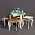 Elegant Leontina Table and Stools 3D model small image 1
