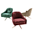 Roar + Rabbit Velvet Swivel Chair 3D model small image 2