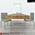 Modern Wood and Glass Table Set 3D model small image 2