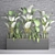 Plant Pot Collection with Slate Stone Wall 3D model small image 3