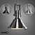 Triple Gear Pendant Lamp - Stylish Steel & Glass Design 3D model small image 1