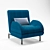 Convertible Blue Fabric Armchair 3D model small image 1