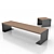 Modern Metal and Wood Bench 3D model small image 1