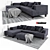 Title: Modern Dark Gray Sofa Set 3D model small image 1