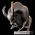 Contemporary Bronze Bull Sculpture 3D model small image 3