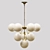 Vintage Brass Chandelier, White Glass Shades 3D model small image 1