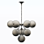 Vintage Brass Chandelier, White Glass Shades 3D model small image 2