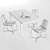 Modern Slope Leather Dining Set 3D model small image 3