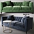 Elegant Leavenworth Side Table & Luxurious Graham Velvet Sofa 3D model small image 1