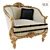 Adone Single Sofa - Elegant White Gold Finish 3D model small image 1