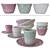 Elegant Utensil Set: Cups, Plates, and Bowls from IKEA 3D model small image 1