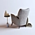 Beck Chair: Stone Leather & Gray Ash 3D model small image 2