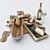 Modern Kitchen Set - Cheese, Wine, Fig 3D model small image 1