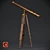 Vintage Brass Telescope on Tripod Stand 3D model small image 1