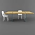 TonelliDesign Aged Oak Table Set 3D model small image 1