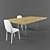 TonelliDesign Aged Oak Table Set 3D model small image 2