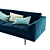 Nordic Blue Velvet Sofa 3D model small image 2