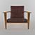 Cedar Armchair with Red Leather Pillows 3D model small image 3