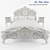 Vintage Rococo Carved Bed 3D model small image 1