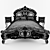 Vintage Rococo Carved Bed 3D model small image 3