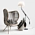 Contemporary Greige Olaf Chair Set 3D model small image 1