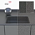 Dupont Corian Black Kitchen Countertops 3D model small image 3