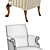 Elegant Irish Baroque Tub Chair 3D model small image 3