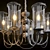 Elegant Brass Chandelier with Glass Shades 3D model small image 2