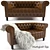 Vintage English Leather Chesterfield Loveseat 3D model small image 1