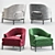 Baker Carnelian Lounge Chair Set: Exquisite Design in 6 Vibrant Colors! 3D model small image 2