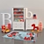 Boy-room Decor Set: Kazeto Suitcases, Rocking Horse, Wooden Toys 3D model small image 1