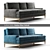 Harbor Blue Velvet Sutton Sofa 3D model small image 1