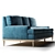 Harbor Blue Velvet Sutton Sofa 3D model small image 2