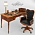 Classic Office Set: Armchair, Desk & Accessories 3D model small image 1